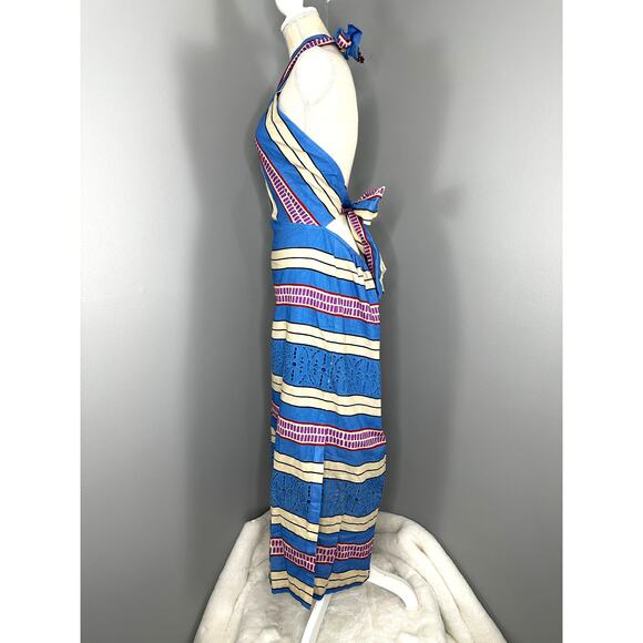 TuckerNuck Sorrento Stripe Ames Linen Halter Maxi Dress Size L - Picture 5 of 13